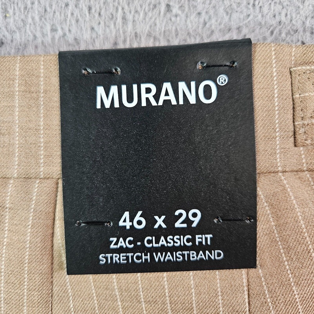$99 NWT‎ Murano Big Man Dress Pants Men 46x29 Zac Pleated Brown Pinstriped